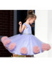 Lavender Satin Pom Pom Tulle Flower Girl Dress